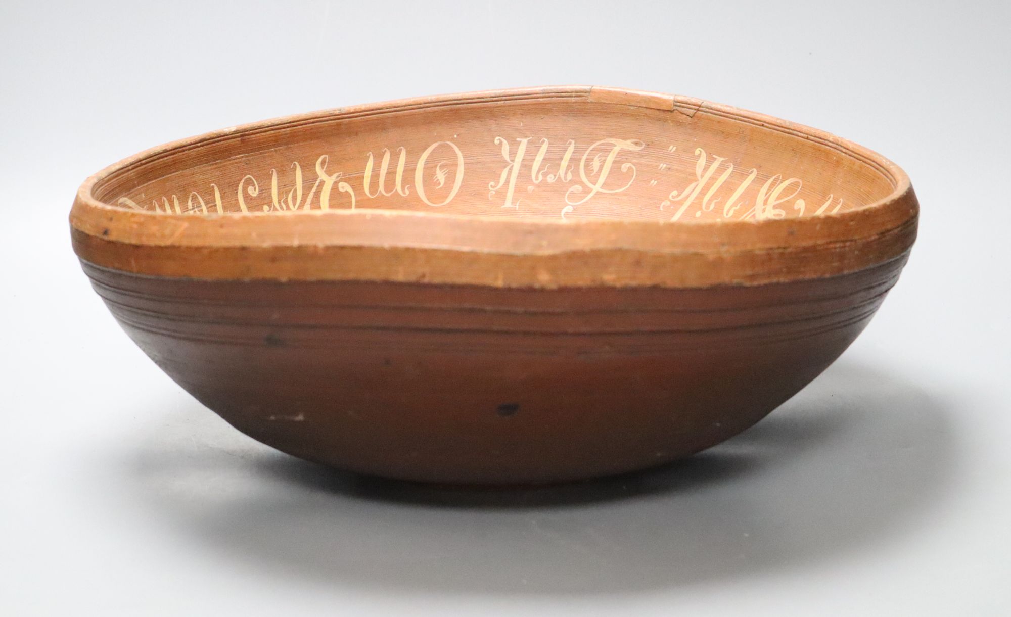 A painted Norwegian bowl, diameter 39cm